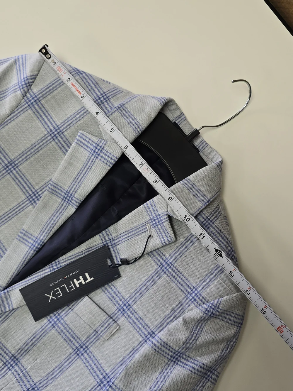 Boys Coat TOMMY-HILFIGER THFLEX Light Blue Windowpane Plaid Sport Blazzer Size10